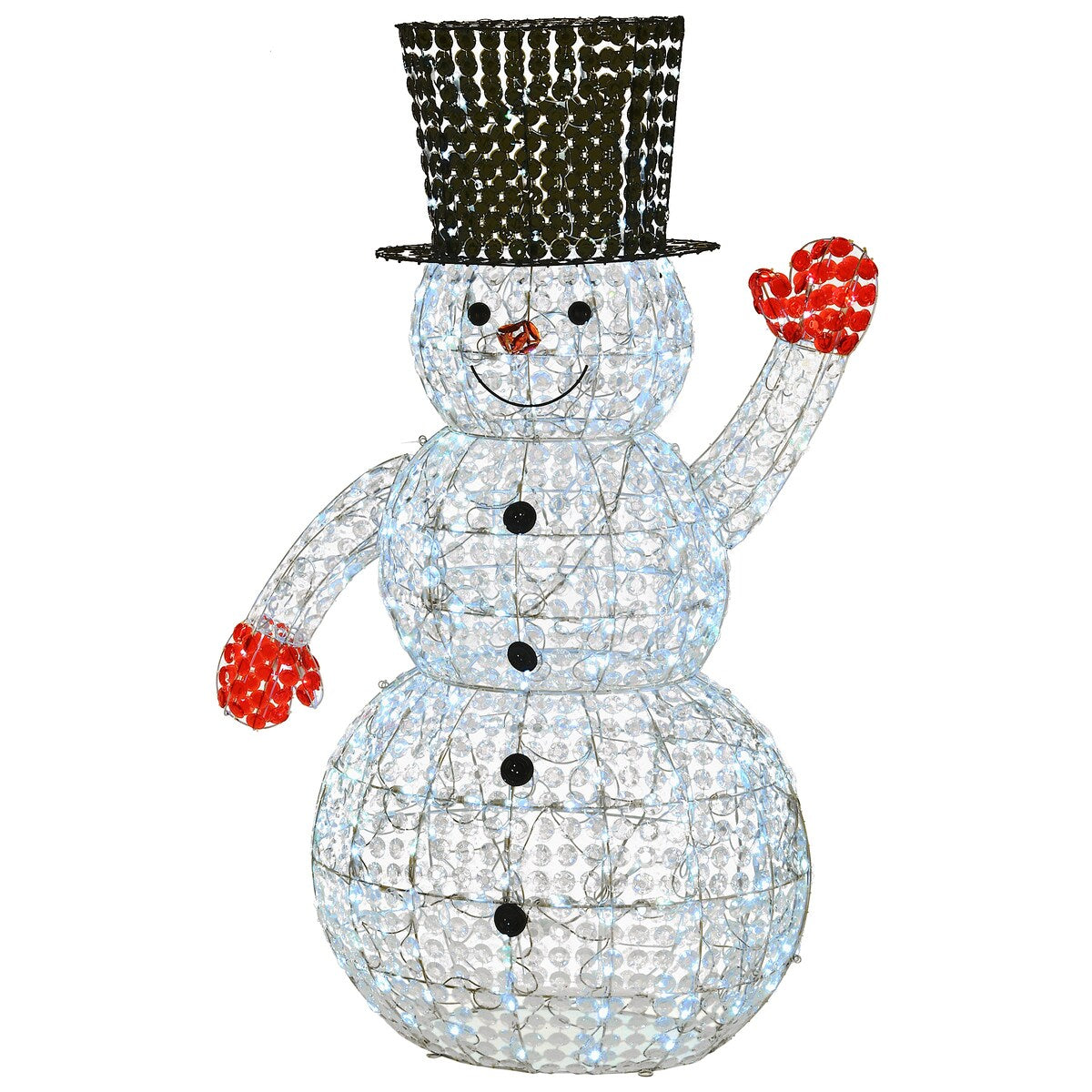 National Tree Company 5 ft. Crystal Bead Snowman with LED Lights - White