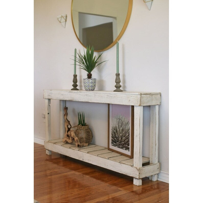 60" Solid White Luxe Console Table