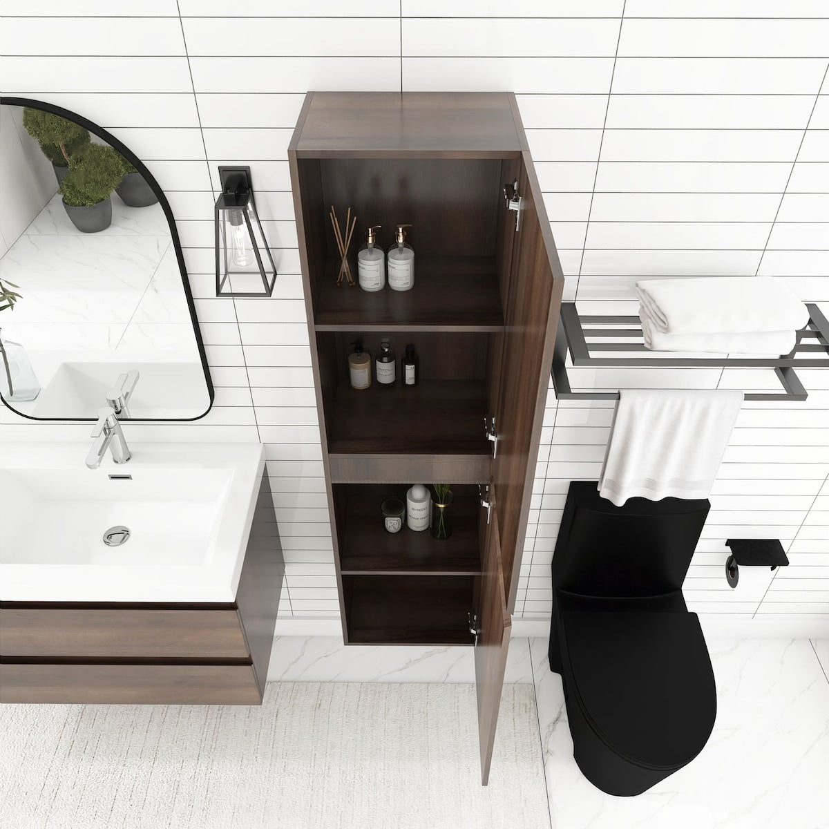 60" Tall MDF 2-door Accent Cabinet with Interior Shelves - 15.75'' x 59''