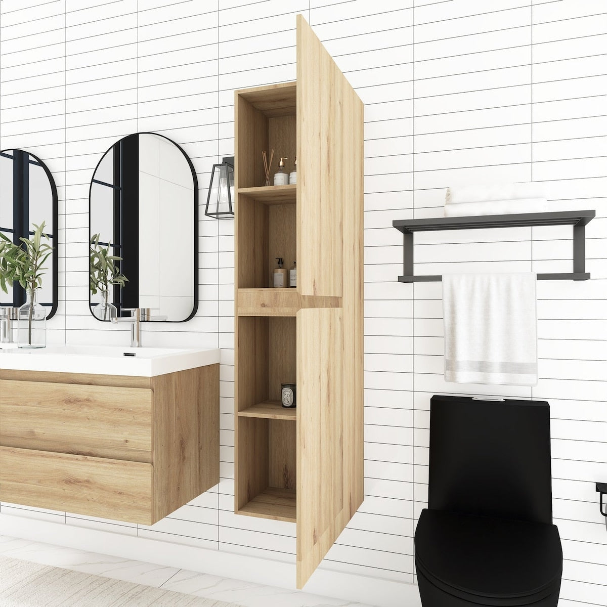 60" Tall MDF 2-door Accent Cabinet with Interior Shelves - 15.75'' x 59''