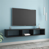 60"Black Floating TV Console, TV Stands with Shelves