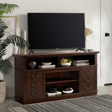 60"W Retro TV Stand Entertainment Center, 2 Cabinets&Open Shelves - 60"W*15.75"D*34.25"H