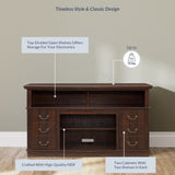 60"W Retro TV Stand Entertainment Center, 2 Cabinets&Open Shelves - 60"W*15.75"D*34.25"H