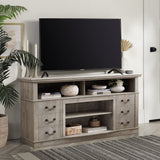 60"W Retro TV Stand Entertainment Center, 2 Cabinets&Open Shelves - 60"W*15.75"D*34.25"H