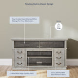 60"W Retro TV Stand Entertainment Center, 2 Cabinets&Open Shelves - 60"W*15.75"D*34.25"H