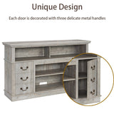 60"W Retro TV Stand Entertainment Center, 2 Cabinets&Open Shelves - 60"W*15.75"D*34.25"H