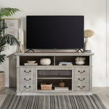 60"W Retro TV Stand Entertainment Center, 2 Cabinets&Open Shelves - 60"W*15.75"D*34.25"H