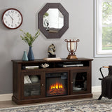 60'' American Traditional Style Contemporary TV Media Stand with Fireplace Insert