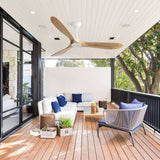 60'' White Indoor Modern Ceiling Fan with 6 Speed Remote Control and 3 Wood Blades - 60"×60"×11.6''