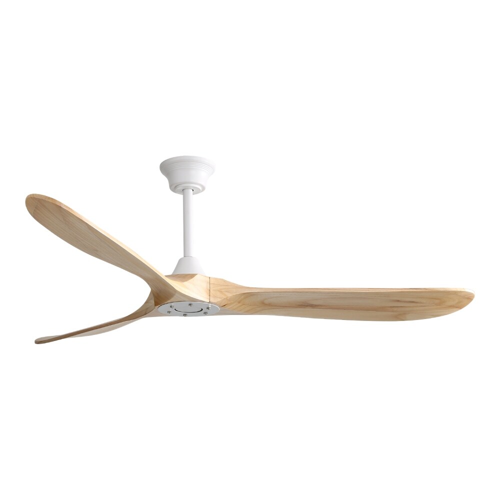 60'' White Indoor Modern Ceiling Fan with 6 Speed Remote Control and 3 Wood Blades - 60"×60"×11.6''