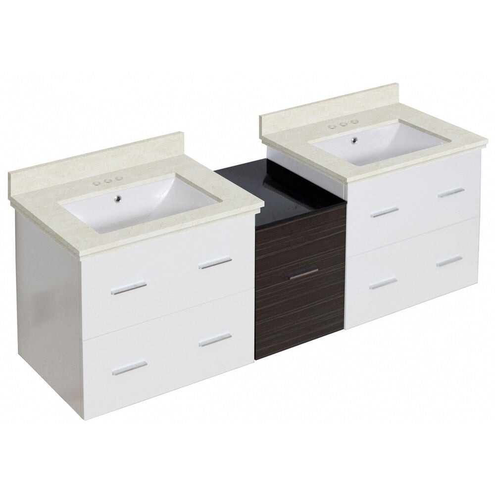 61.5-in. W Wall Mount Dawn Grey Vanity Set For 3H4-in. Drilling White UM Sink