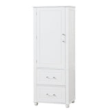61" Tall Wood 1-door Bathroom Cabinet with Drawers and Adjustable Shelves