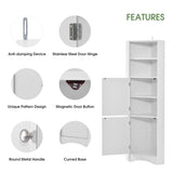 61" Wood 2-door Bathroom Corner Cabinet with Exterior Shelves