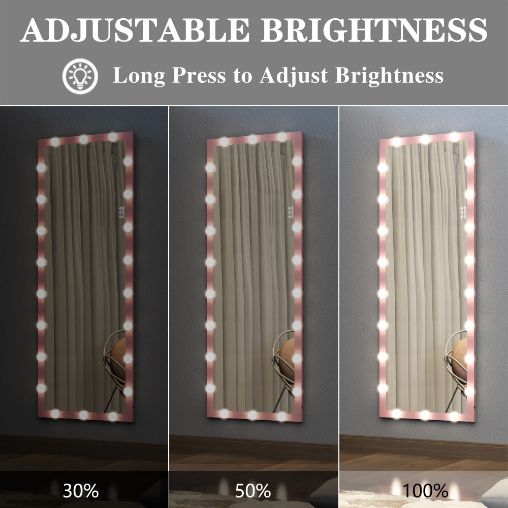 62.6'' x 23.3'' Wall Mounted Full Length Mirror with 3 Color Lights