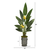 62" Bird of Paradise Plant in Vintage Metal Planter (Real Touch)
