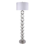 62" Metal Floor Lamp w/ Stacked, Open-Wire Orbs & Linen Shade
