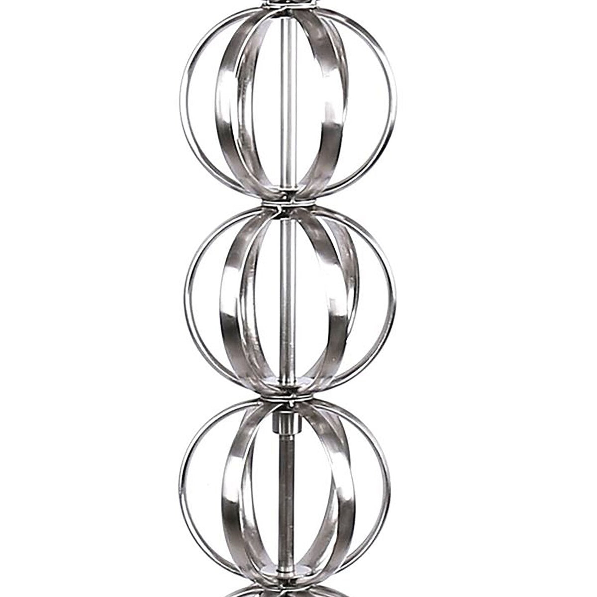 62" Metal Floor Lamp w/ Stacked, Open-Wire Orbs & Linen Shade
