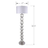 62" Metal Floor Lamp w/ Stacked, Open-Wire Orbs & Linen Shade