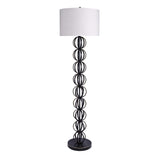 62" Metal Floor Lamp w/ Stacked, Open-Wire Orbs & Linen Shade