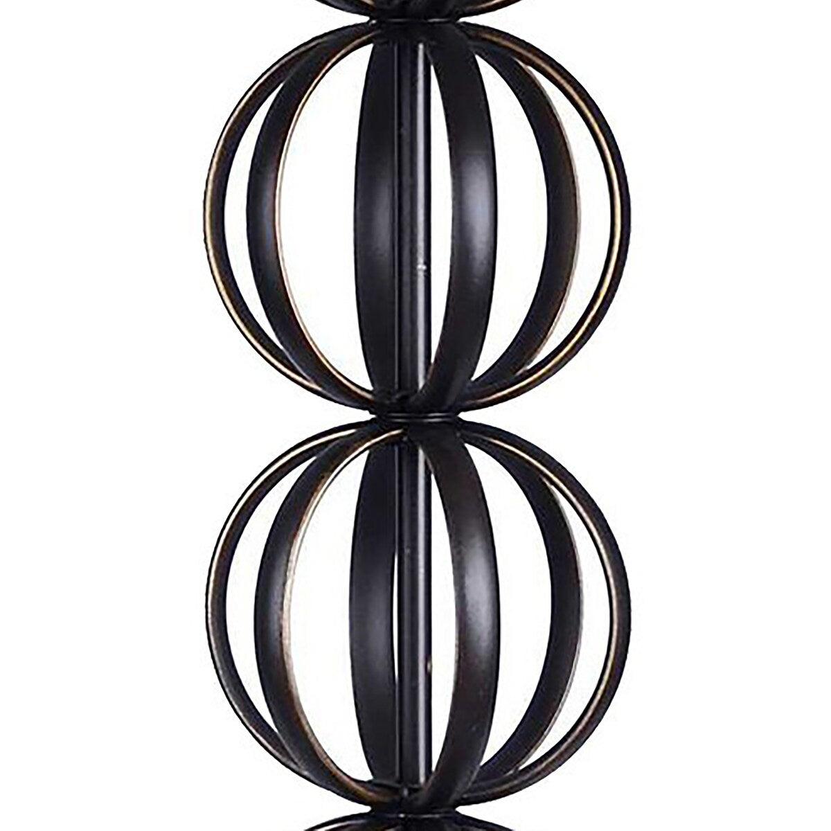 62" Metal Floor Lamp w/ Stacked, Open-Wire Orbs & Linen Shade