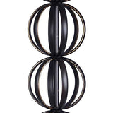 62" Metal Floor Lamp w/ Stacked, Open-Wire Orbs & Linen Shade