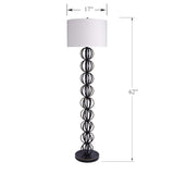 62" Metal Floor Lamp w/ Stacked, Open-Wire Orbs & Linen Shade
