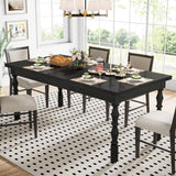 62" Wood Farmhouse Dining Table for 4-6 People, Large Rectangle Kitchen Table