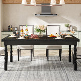 62" Wood Farmhouse Dining Table for 4-6 People, Large Rectangle Kitchen Table