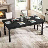 62" Wood Farmhouse Dining Table for 4-6 People, Large Rectangle Kitchen Table