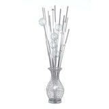 63 Inch Floor Lamp, Flower Vase Design, Wire Base, Metal, Chrome Finish
