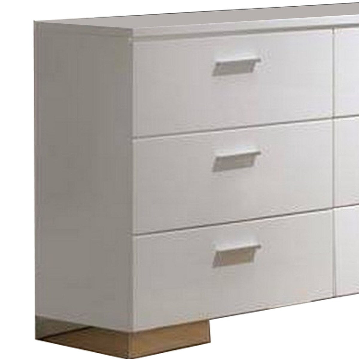 63 Inches 6 Drawer Dresser with Metal Block Legs, White