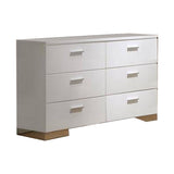 63 Inches 6 Drawer Dresser with Metal Block Legs, White
