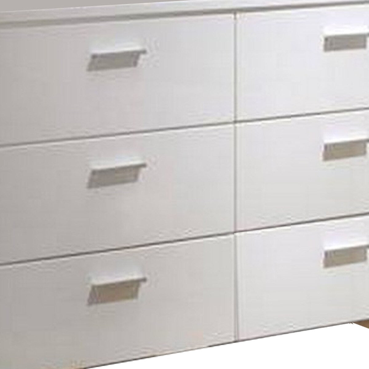 63 Inches 6 Drawer Dresser with Metal Block Legs, White