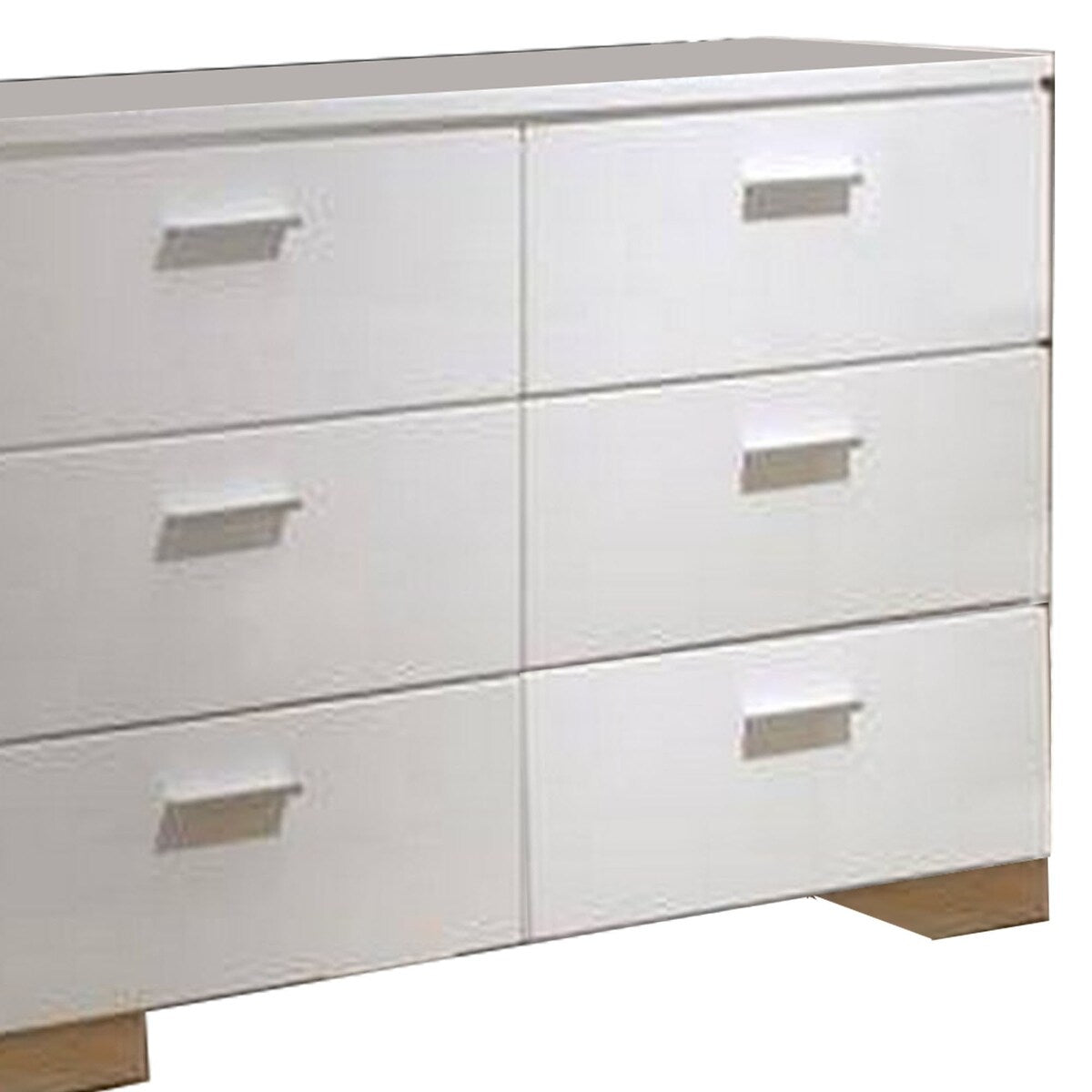 63 Inches 6 Drawer Dresser with Metal Block Legs, White