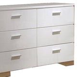 63 Inches 6 Drawer Dresser with Metal Block Legs, White
