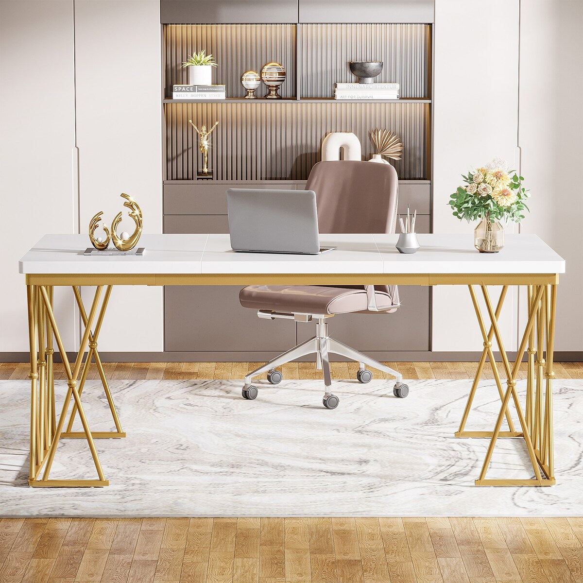 63 Inches Executive Desk, Modern Computer Desk, Large Office Desk