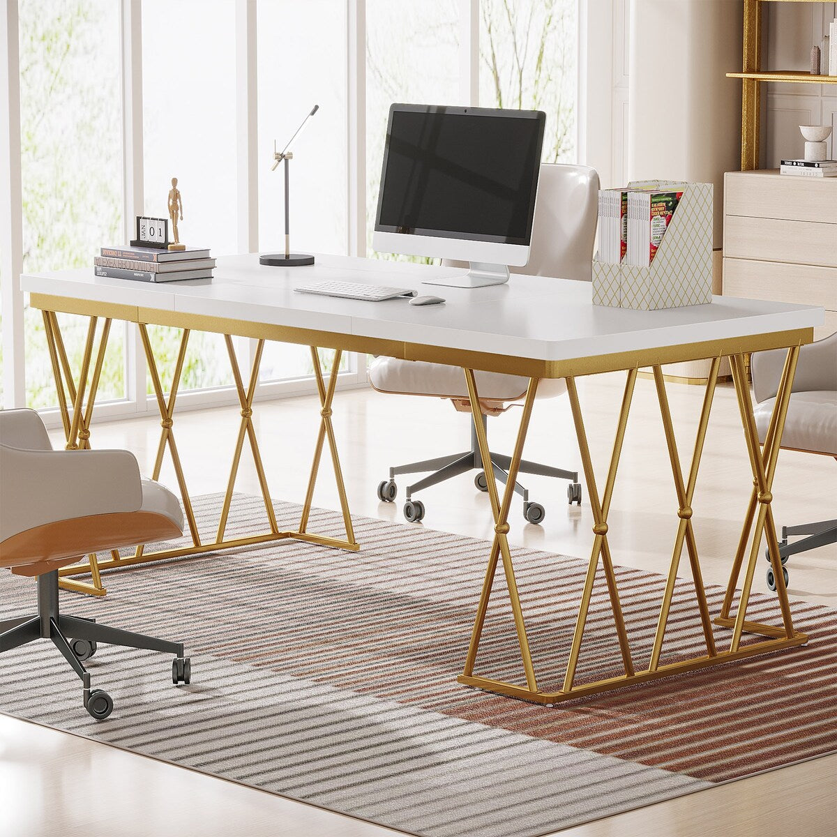 63 Inches Executive Desk, Modern Computer Desk, Large Office Desk