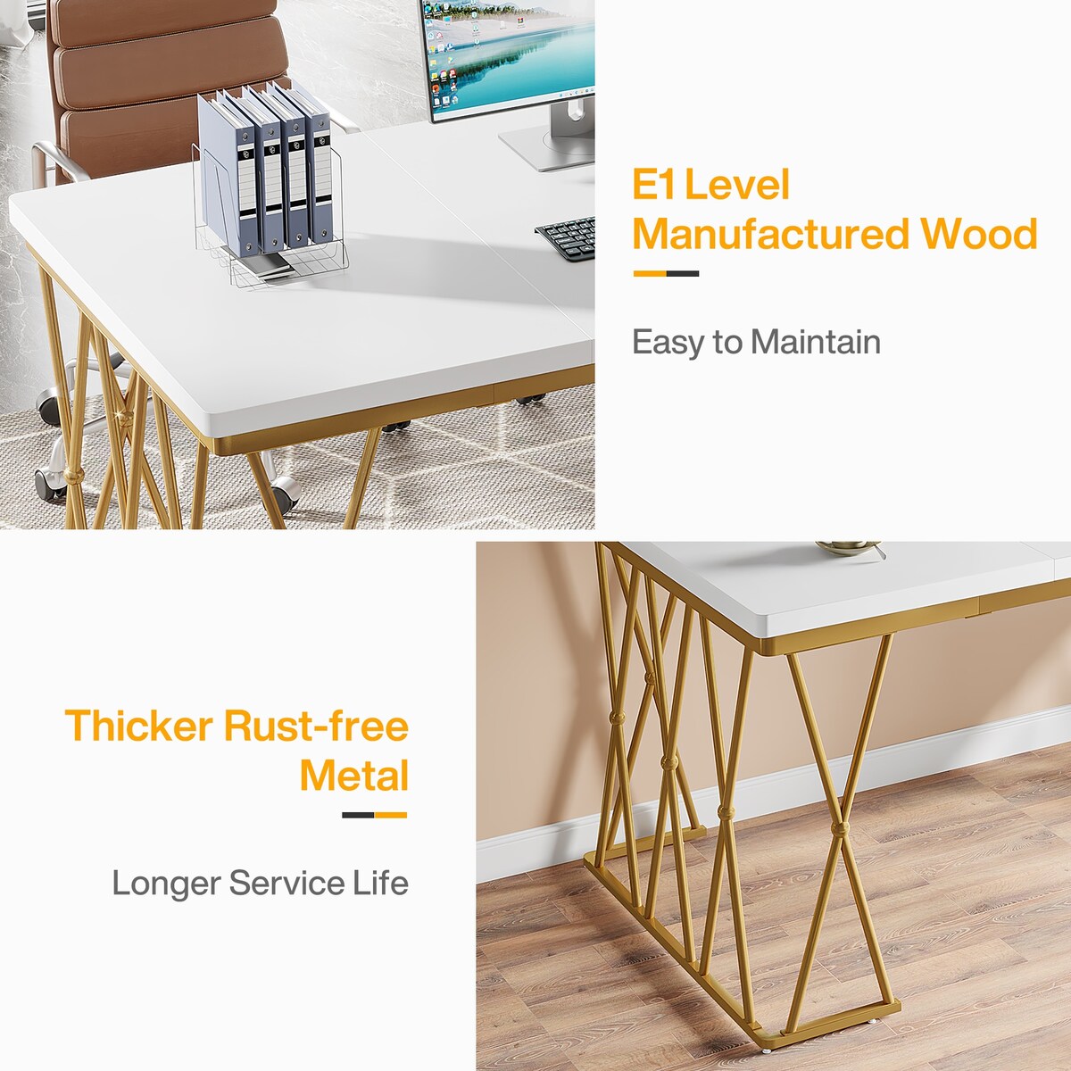 63 Inches Executive Desk, Modern Computer Desk, Large Office Desk