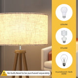 UPHA 63 in. Wood Tripod Floor Lamp with Fabric Lamp Shade , Beige - 63 in.