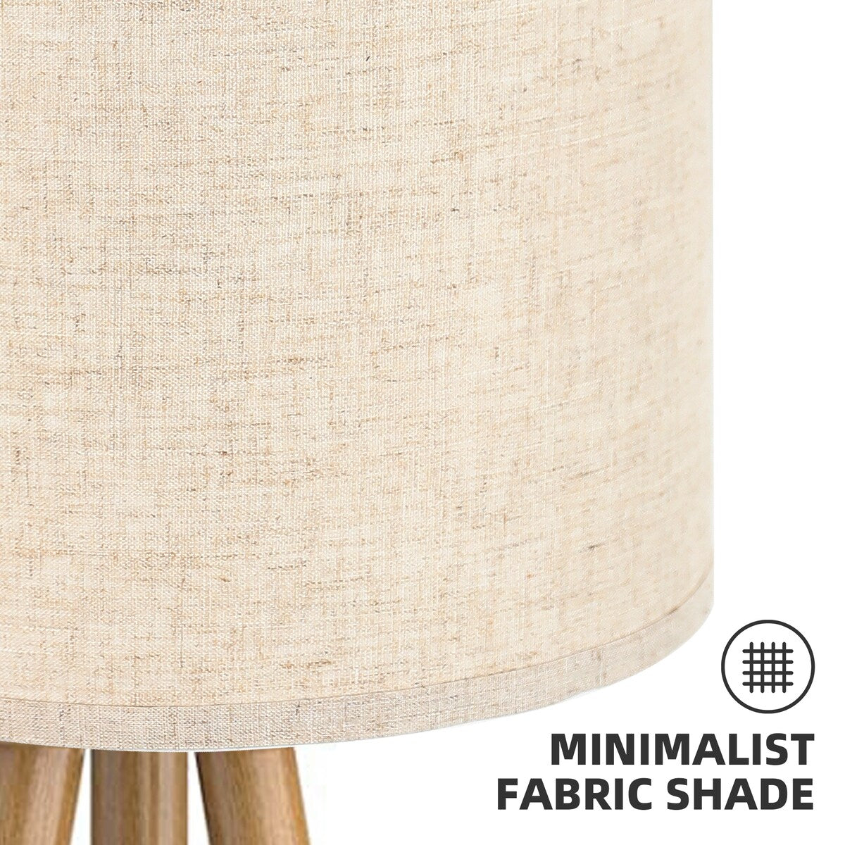 UPHA 63 in. Wood Tripod Floor Lamp with Fabric Lamp Shade , Beige - 63 in.