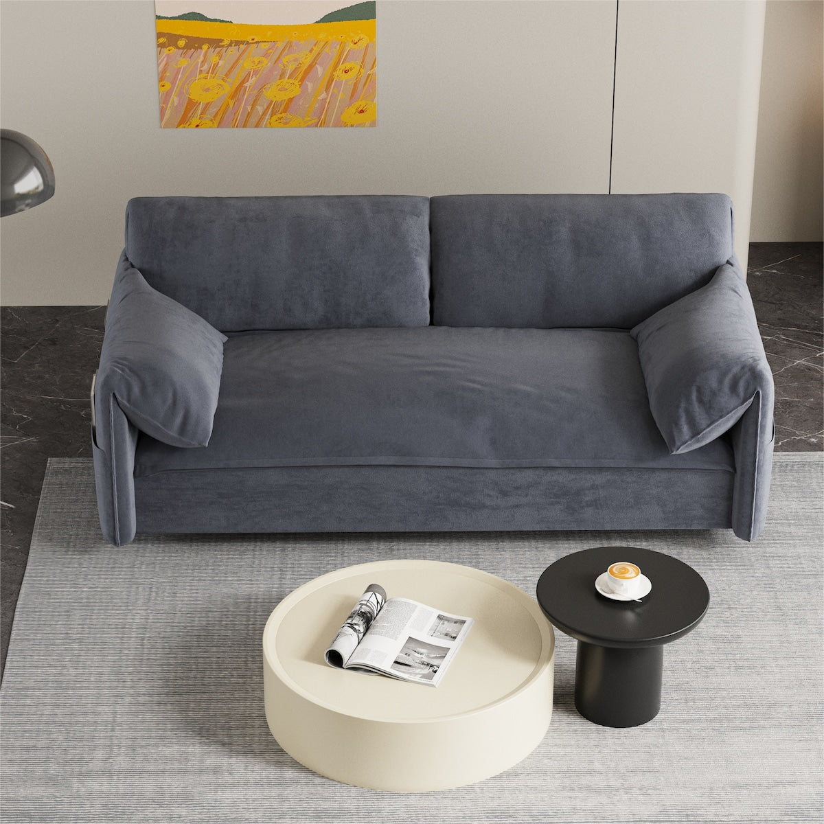 63.8" Queen Pull Out Sofa Bed, 3-in-1 Convertible Sleeper Sofa with Side Storage,Multi-Functional Velvet Loveseat Bed