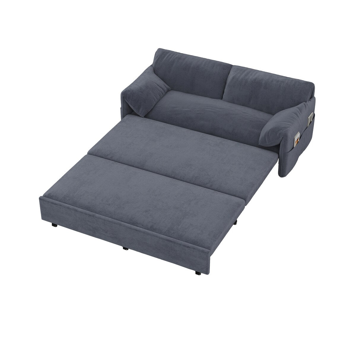 63.8" Queen Pull Out Sofa Bed, 3-in-1 Convertible Sleeper Sofa with Side Storage,Multi-Functional Velvet Loveseat Bed