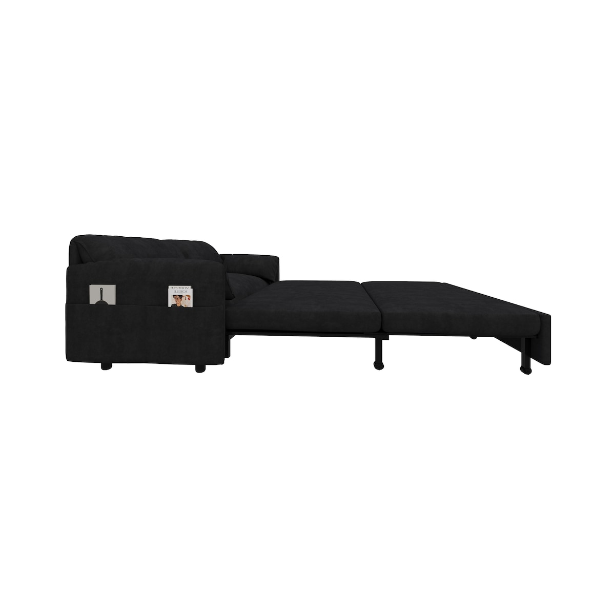 63.8" Queen Pull Out Sofa Bed, 3-in-1 Convertible Sleeper Sofa with Side Storage,Multi-Functional Velvet Loveseat Bed