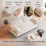 63.8" Queen Pull Out Sofa Bed, 3-in-1 Convertible Sleeper Sofa with Side Storage,Multi-Functional Velvet Loveseat Bed