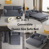 63.8" Queen Pull Out Sofa Bed, 3-in-1 Convertible Sleeper Sofa with Side Storage,Multi-Functional Velvet Loveseat Bed