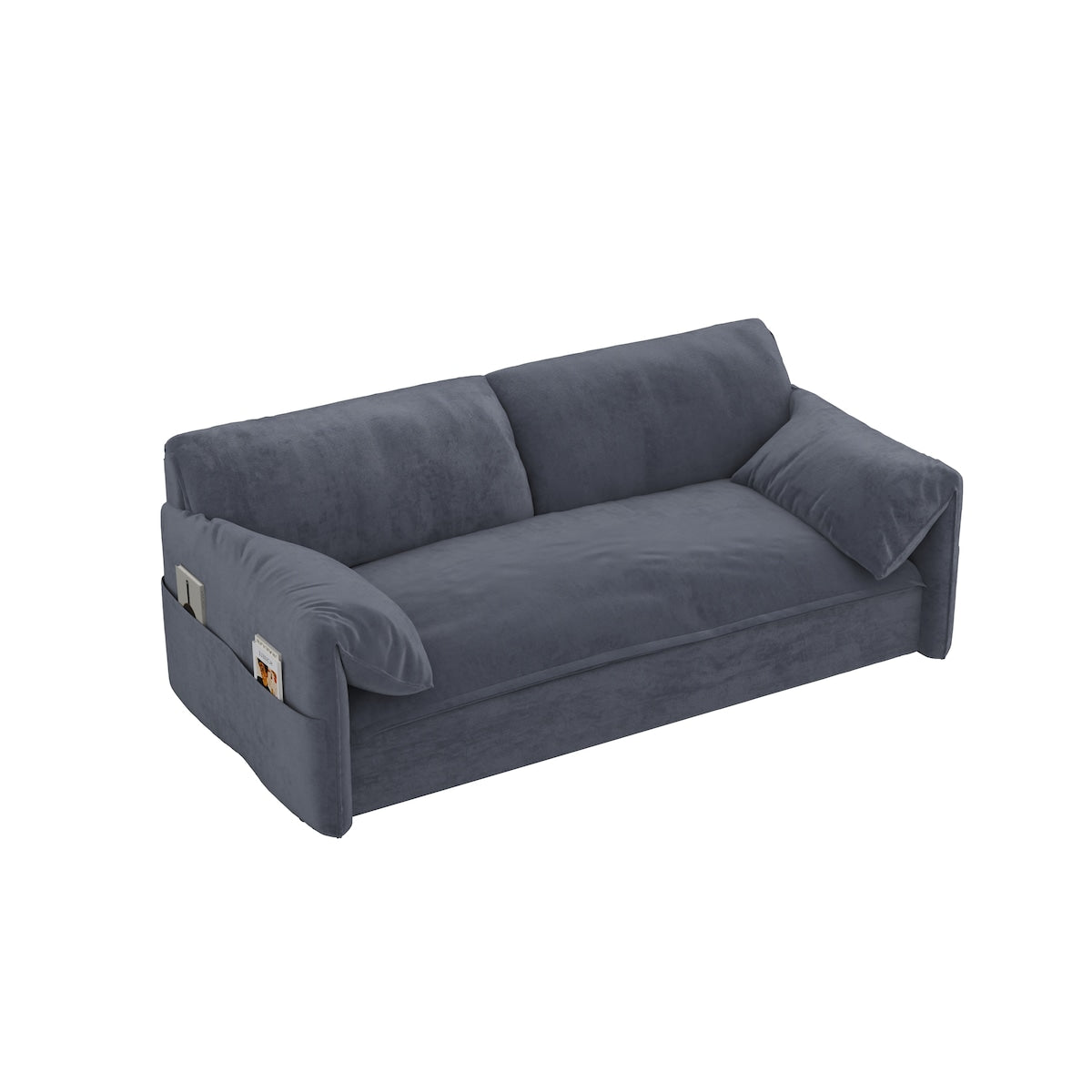 63.8" Queen Pull Out Sofa Bed, 3-in-1 Convertible Sleeper Sofa with Side Storage,Multi-Functional Velvet Loveseat Bed