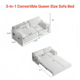 63.8" Queen Pull Out Sofa Bed, 3-in-1 Convertible Sleeper Sofa with Side Storage,Multi-Functional Velvet Loveseat Bed