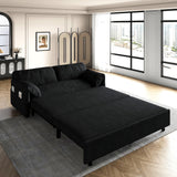 63.8" Queen Pull Out Sofa Bed, 3-in-1 Convertible Sleeper Sofa with Side Storage,Multi-Functional Velvet Loveseat Bed