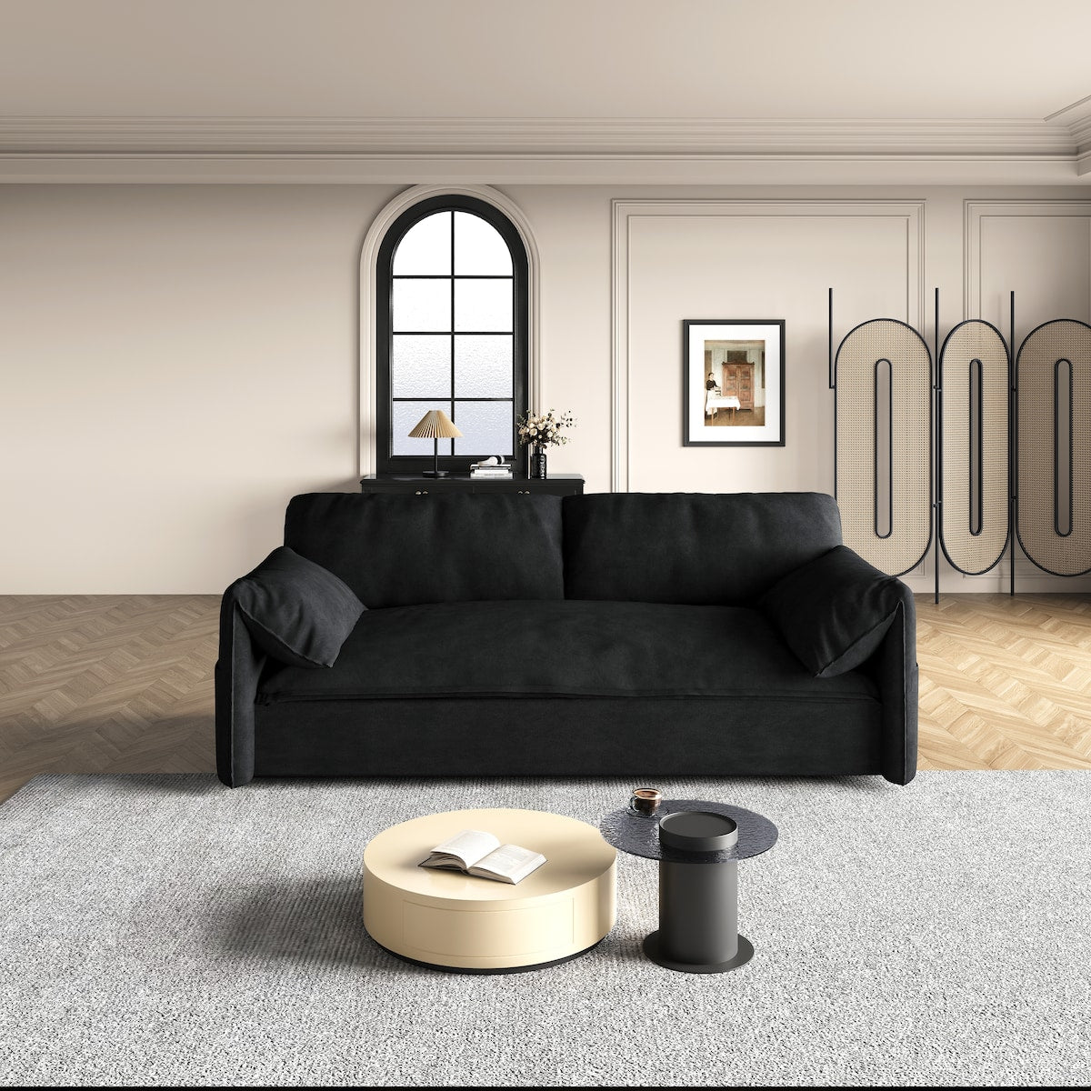 63.8" Queen Pull Out Sofa Bed, 3-in-1 Convertible Sleeper Sofa with Side Storage,Multi-Functional Velvet Loveseat Bed