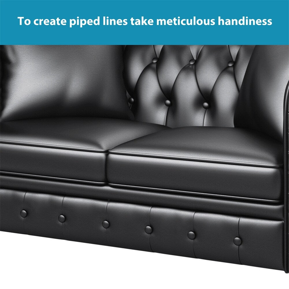 63" Deep Button Tufted PU leather Upholstered Loveseat Sofa Classic Set